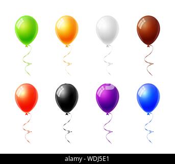 Bunte Ballons auf weißem Hintergrund Vektor isoliert Stock Vektor