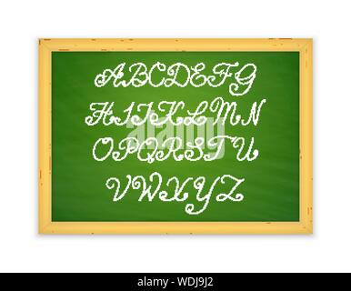 Handschriftliche Alphabet auf grüner Tafel Vektor Stock Vektor