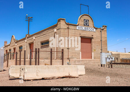 Holbrook, Arizona/USA - August 3, 2919: Santa Fe Zugdepot Stockfoto