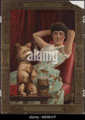 Globus Tabak Co kauen Globus Feinschnitt Abstract / Medium: 1 drucken: Lithographie, Farbe 70 x 52 cm. Stockfoto