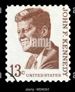 Vereinigte STAATEN VON AMERIKA - ca. 1967: einen gebrauchten Briefmarke in den Vereinigten Staaten gedruckt zeigt ein Porträt des Präsidenten John Fitzgerald Kennedy Stockfoto