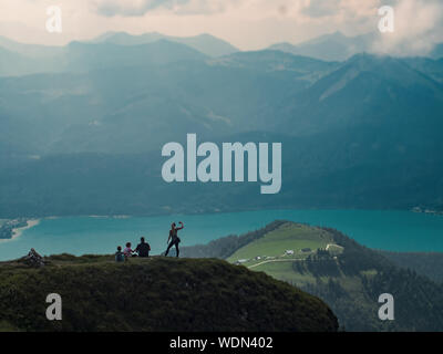 Familie selfies, auf einem Berg in Österreich Stockfoto