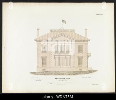Regierung Gebäude (Custom House und Post), Badewanne, Maine. Frontansicht Abstract / Medium: 1 drucken: Lithographie, 50,5 x 63 cm. Stockfoto