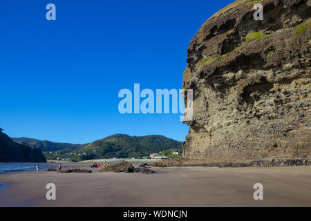 Blick auf sonnigen Piha Beach, Neuseeland Stockfoto