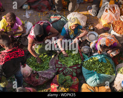 Bansphatak Blumenmarkt in Varanasi, Uttar Pradesh, Indien, Asien Stockfoto