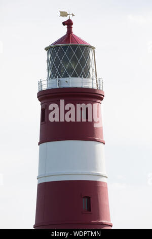 Happisburgh Lighthouse in Happisburgh auf dem North Norfolk Coast ist der einzige unabhängig betriebene Leuchtturm in Großbritannien. Stockfoto