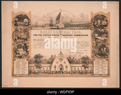 Tolle, zentrale Messe, für die Vereinigten Staaten Sanitär- Kommission. Philadelphia, Juni, 1864/desd. & Auf Stein von James Königin lith. Von P.S.: Duval & Sohn, Phila. Abstract / Medium: 1 drucken: Getönte Lithographie Blatt 43,2 x 58,7 cm. Stockfoto