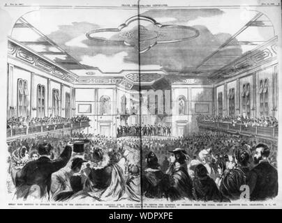 Große Masse, die den Aufruf der Gesetzgeber von South Carolina für ein Übereinkommen zu unterstützen, die Frage der Sezession von der Union zu diskutieren, gehalten am Institut Halle, Charleston, S.C., am Montag, November 12, 1860 Abstract / Medium: 1 Print: holzstich. Stockfoto