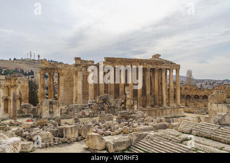 Bacchus Tempel an der Römischen Ruinen von Baalbek, in Baalbek im Bekaa-tal im Libanon Stockfoto