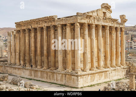 Bacchus Tempel an der Römischen Ruinen von Baalbek, in Ballbek im Bekaa-tal im Libanon Stockfoto