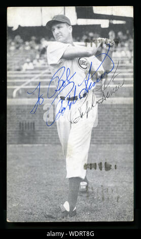 Autographiertes Foto der Hall of Fame Baseball spieler Ralph Kiner. Stockfoto