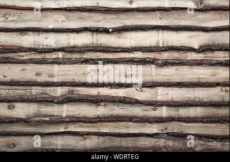 Holz- wand mit horizontalen Bretter. Nahaufnahme eines alten hölzernen Zaun Panels Stockfoto