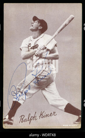 Autographiertes Foto der Hall of Fame Baseball spieler Ralph Kiner. Stockfoto