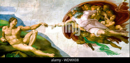 Die Erschaffung des Adam - Michelangelo, ca. 1475 Stockfoto