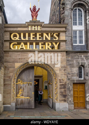 Blick auf den Haupteingang der Queens Gallery am 28. Juli 2017 in Edinburgh, Schottland. Die Galerie der Königin ist im Holyrood Palace. Stockfoto