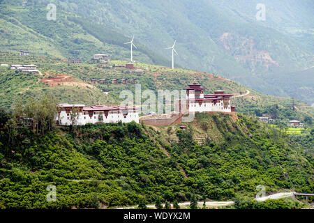 Wangdue Phodrang Dzong nach dem Brand 2012, Bhutan Stockfoto