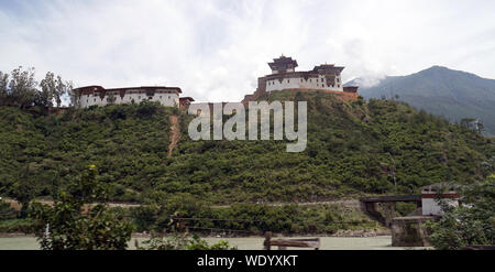 Wangdue Phodrang Dzong nach dem Brand 2012, Bhutan Stockfoto