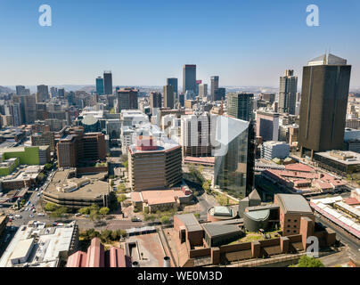 Hohen winkel Blick über das Stadtzentrum von Johannesburg, Südafrika Stockfoto