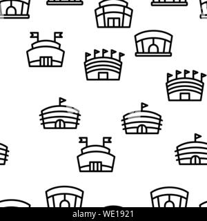 Arena Gebäude Nahtloses Muster Vektor Stock Vektor