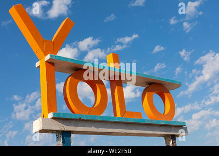 Yolo in Vama Veche Strand, Rumänien Stockfoto