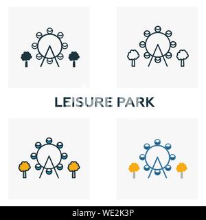 Freizeitpark Umrisse Symbol. Dünne Design von Stadt Elemente icons Collection. Pixel Perfect Symbol der Freizeitpark Symbol. Web Design, Apps Stock Vektor