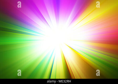 Ein heller Regenbogen Burst auf einen radialen Verlauf Hintergrund. Abbildung Stockfoto