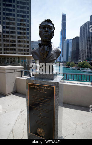 Büste von Jean-baptiste Pointe dusable Entdecker von Chicago Illinois Vereinigte Staaten von Amerika Stockfoto