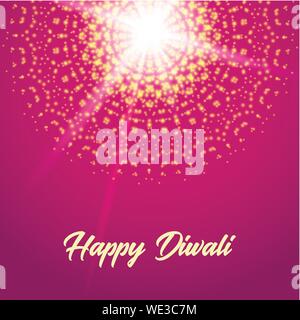 Happy Diwali Grußkarte. Vector Illustration mit Mandala und Licht Stock Vektor