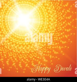 Diwali Festival Grußkarte. Vector Illustration mit rangoli und Licht Stock Vektor
