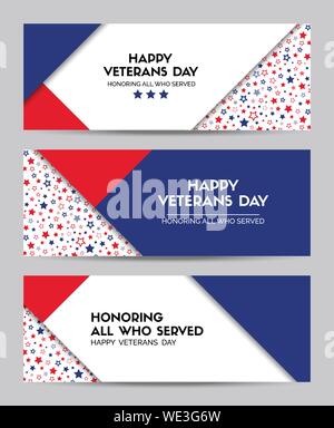 Happy Veterans Day. Satz von Vektor-Headern für Veterans Day in den USA. Facebook Deckel Gr Stock Vektor