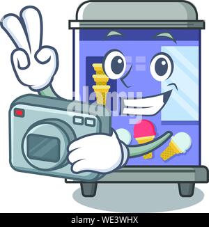 Fotograf Eis Automaten Maskottchen Form Stock Vektor