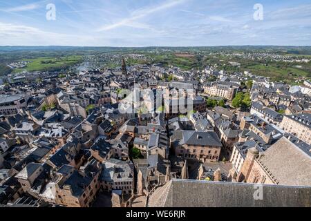 Frankreich, Aveyron, Rodez, Überblick über die Stadt von der Kathedrale Notre Dame Stockfoto