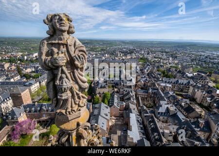 Frankreich, Aveyron, Rodez, Überblick über die Stadt von der Kathedrale Notre Dame Stockfoto