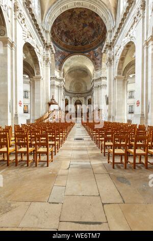 Frankreich, Meurthe et Moselle, Nancy, cathedrale und Primatiale Notre Dame de l'Annonciation et Saint Sigisbert im barocken Stil, das Kirchenschiff und der Chor Stockfoto