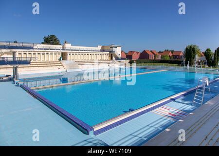 Frankreich, Nord-Pas-de-Calais", Bruay la Buissiere, Salengro pool im Art Deco Stil Stockfoto