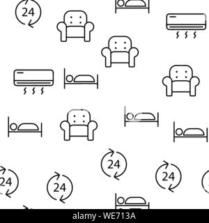 Hostel, Touristen Unterkunft Vector Linear Symbole gesetzt Stock Vektor
