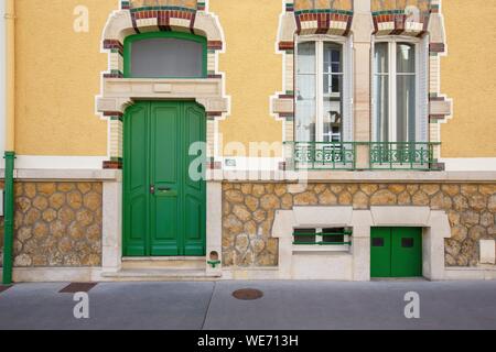 Frankreich, Meurthe et Moselle, Nancy, Jugendstil Haus vom Architekten Cesar Schmerz Mitglied der Schule von Nancy in der Rue Isabey (Isabey Straße) Stockfoto