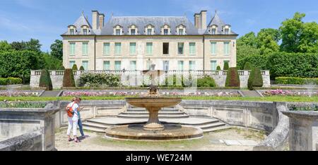 Frankreich, Val d'Oise, Auvers sur Oise, Schloss aus dem 17. Jahrhundert und seinem französischen Garten Stockfoto