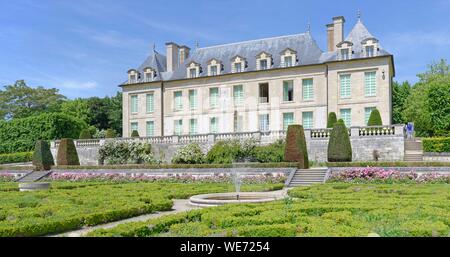 Frankreich, Val d'Oise, Auvers sur Oise, Schloss aus dem 17. Jahrhundert und seinem französischen Garten Stockfoto