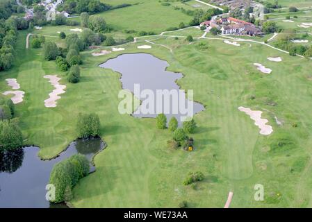 Frankreich, Essonne, Courson Monteloup, Courson Golfplatz (Luftbild) Stockfoto