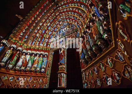 Frankreich, Picardie, Amiens, Ton- und Licht Show, Polychrome auf der Notre Dame Kathedrale zum Weltkulturerbe der UNESCO, in touristischen Saison Stockfoto