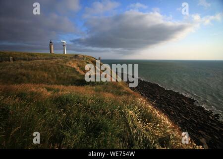 Frankreich, Pas de Calais, Boulogne-sur-Mer, Cap Gris Nez, Spaziergang an der Steilküste zum Leuchtturm Stockfoto