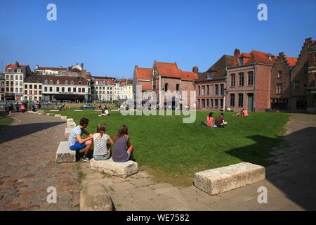 Frankreich, Nord, Lille, Rasen von der Belgischen Menschen Avenue in Lille Stockfoto