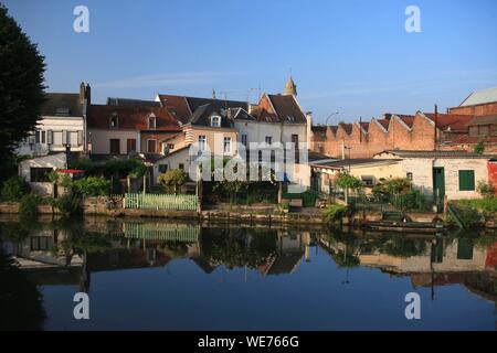 Frankreich, Picardie, Amiens, Häuser am Ufer der Somme (bis zur Rue de Verdun) Stockfoto