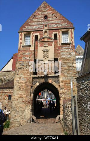 Frankreich, Somme, Saint Valery en Somme, der Nevers Tor der mittelalterlichen Stadt St. Valery in der Somme Stockfoto