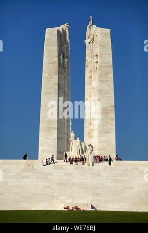 Frankreich, Pas de Calais, Givenchy en Gohelle, Vimy Memorial, Denkmal zu Ehren der kanadischen Soldaten, die im Jahr 1917 während der Schlacht von Vimy Ridge fiel Stockfoto