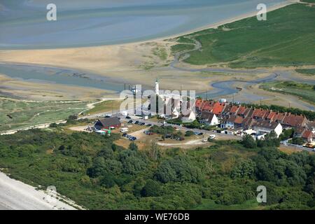 Frankreich, Somme, Saint Valery en Somme, Hornu Punkt in der Bucht der Somme (Luftbild) Stockfoto