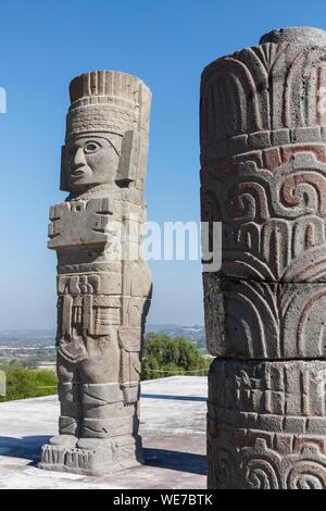 Mexiko, Hidalgo, Tula de Allende, Toltec archäologische Stätte, Säule der Mats auf der Pyramide von Quetzalcoatl oder der Morning Star Stockfoto