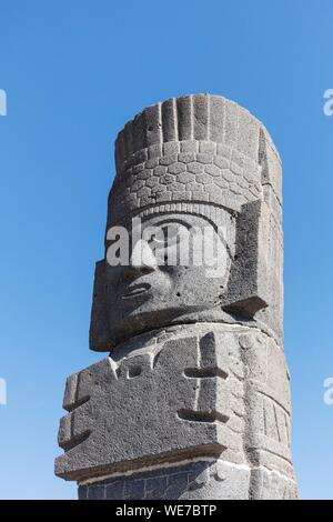 Mexiko, Hidalgo, Tula de Allende, Toltec archäologische Stätte, Säule der Mats auf der Pyramide von Quetzalcoatl oder der Morning Star Stockfoto