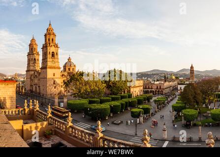 Mexiko, Michoacán, Morelia, die historische Altstadt von Morelia als Weltkulturerbe von der UNESCO, der Kathedrale, dem Hauptplatz und San Agustin Kirche aufgeführt Stockfoto